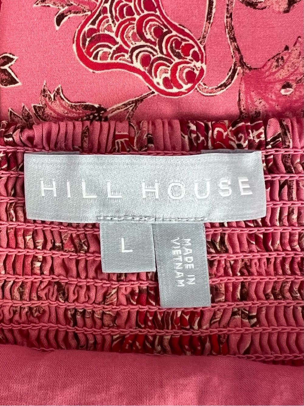 Hill House Pink Red Floral Ikat Cotton Midi Dress Size Large Matilda - Picture 8 of 15